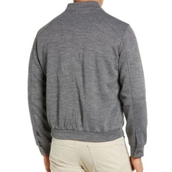 Soft Cloth Men's Heather Gray Wool Blend Softshell Zip Bomber Jacket - Picture 8 of 10